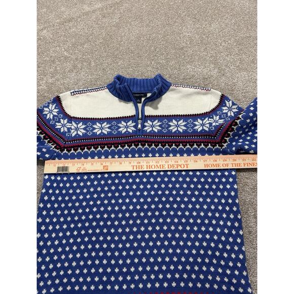 Lands End 1/4 Zip Sweater Boy’s XL (18-20) Nordic Fair Isle Cotton  - Picture 3 of 8